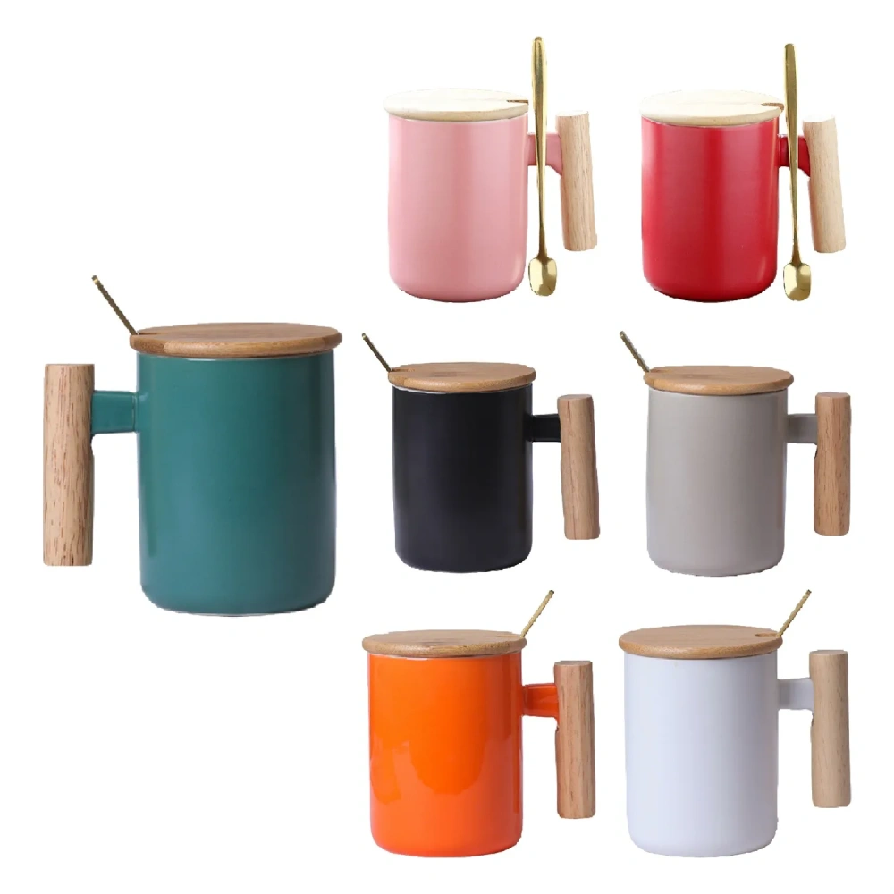 Ceramic Wood Handle Mug Set - Premium Gift Box
