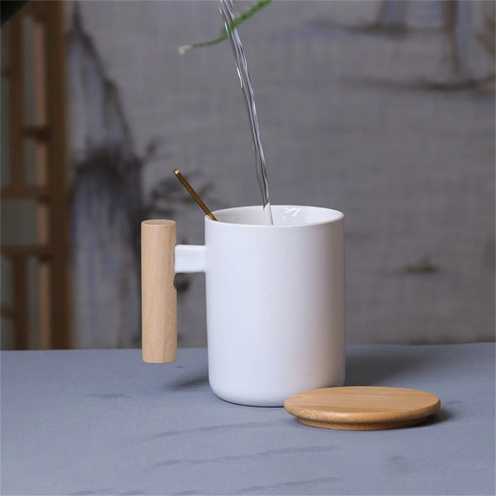 Ceramic Wood Handle Mug Set - Premium Gift Box