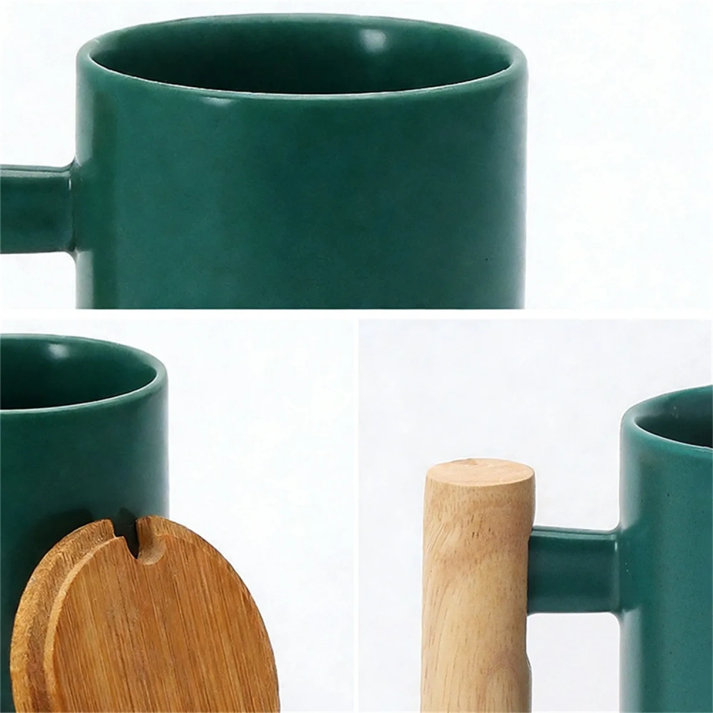 Ceramic Wood Handle Mug Set - Premium Gift Box