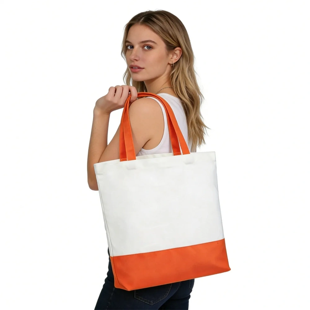 Two-Tone Cotton Canvas Totes - Customized