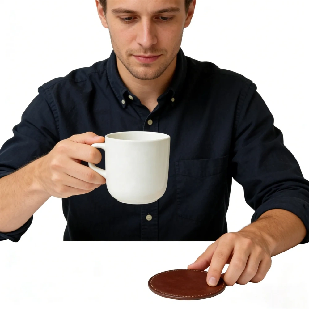 Round Leather/PU Coaster - Personalized Logo