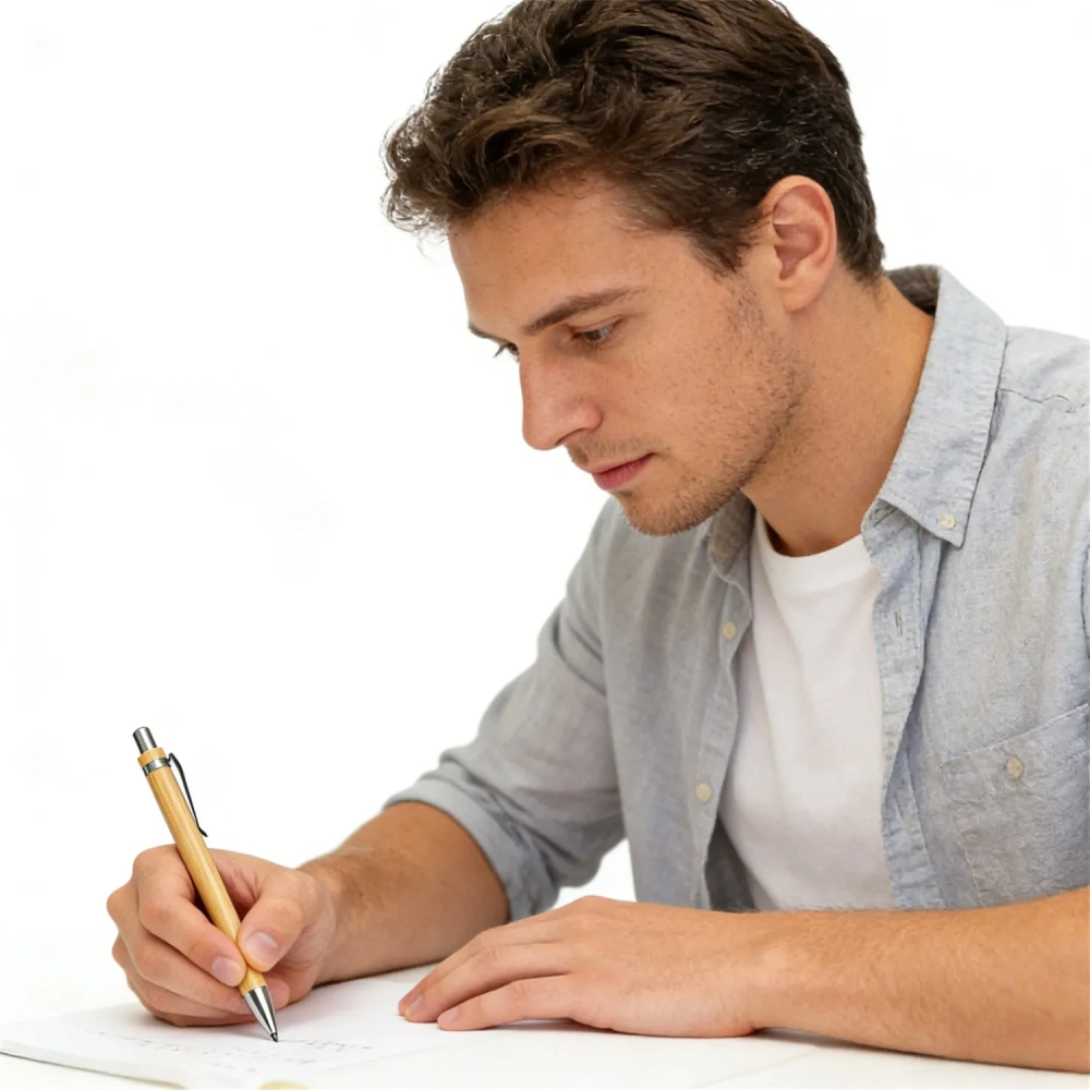 Retractable Eco Bamboo Pen - Eco-Friendly Bulk