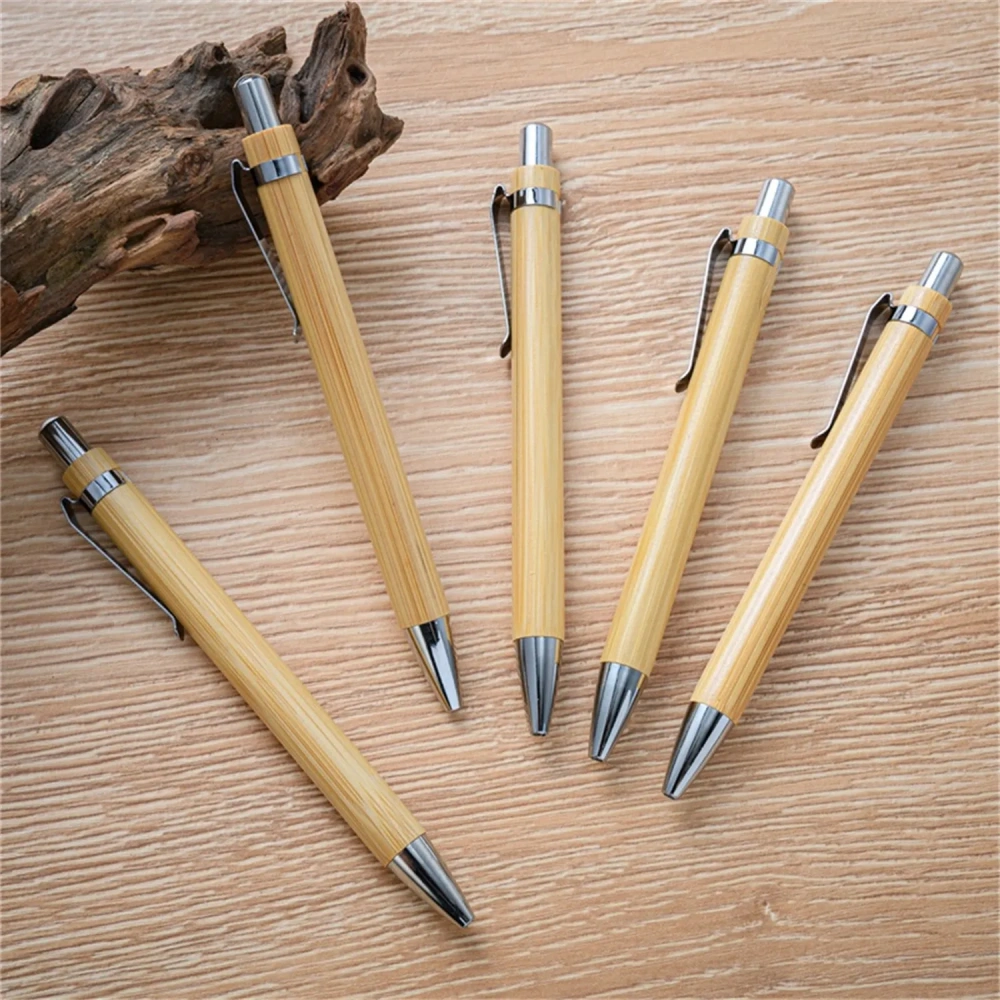 Retractable Eco Bamboo Pen - Eco-Friendly Bulk
