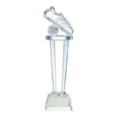 Custom Crystal Soccer Trophy with Football Shoe and Ball