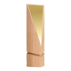 Custom Minimalist Wood and Gold Metal Trophy Award