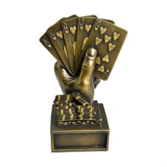 Custom Poker Trophy with Royal Flush Hand and Chips