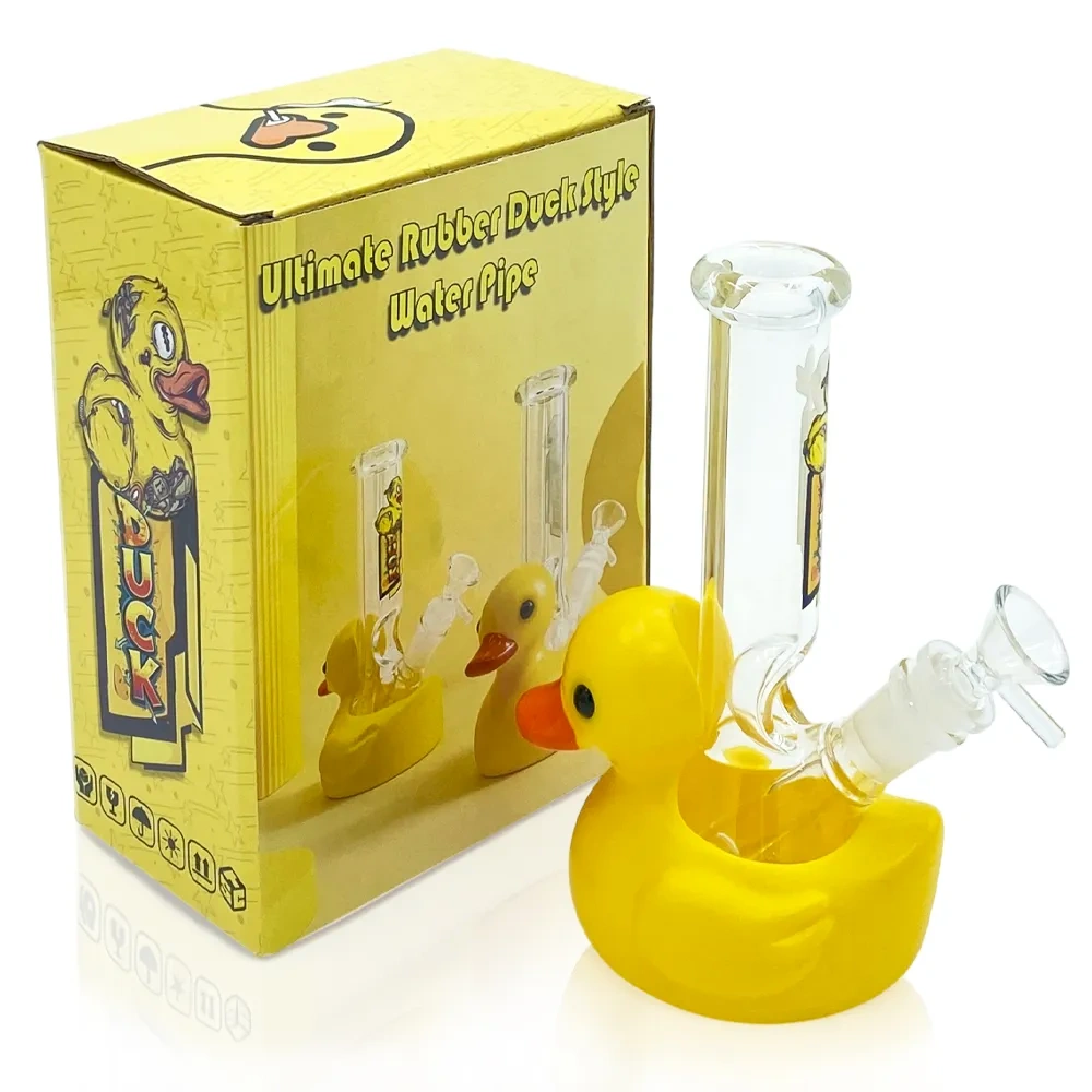 Custom Yellow Rubber Duck Resin Base Glass Water Pipe