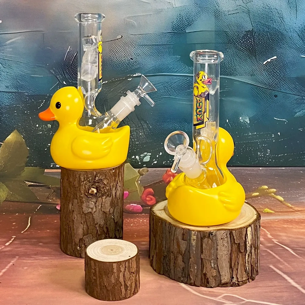 Custom Yellow Rubber Duck Resin Base Glass Water Pipe