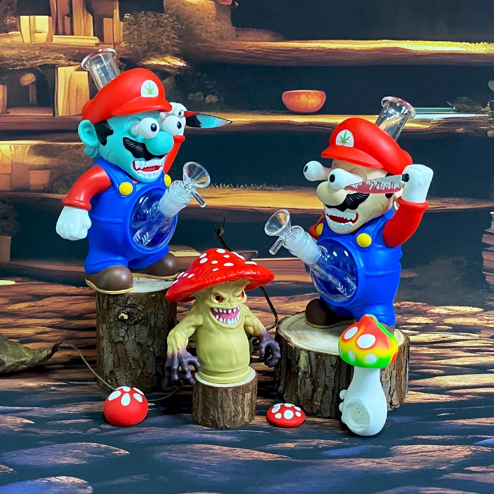 Custom Zombie & OG Mario Style Resin Glass Water Pipe Set