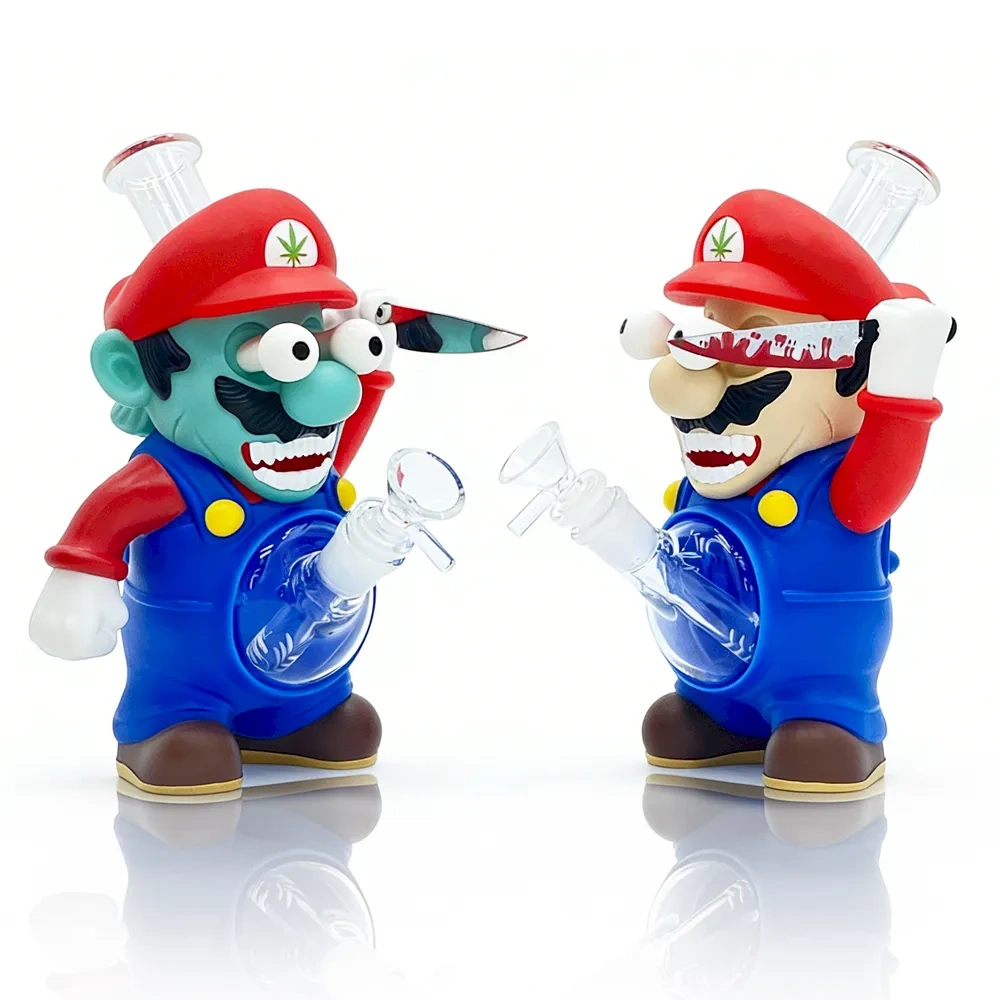 Custom Zombie & OG Mario Style Resin Glass Water Pipe Set