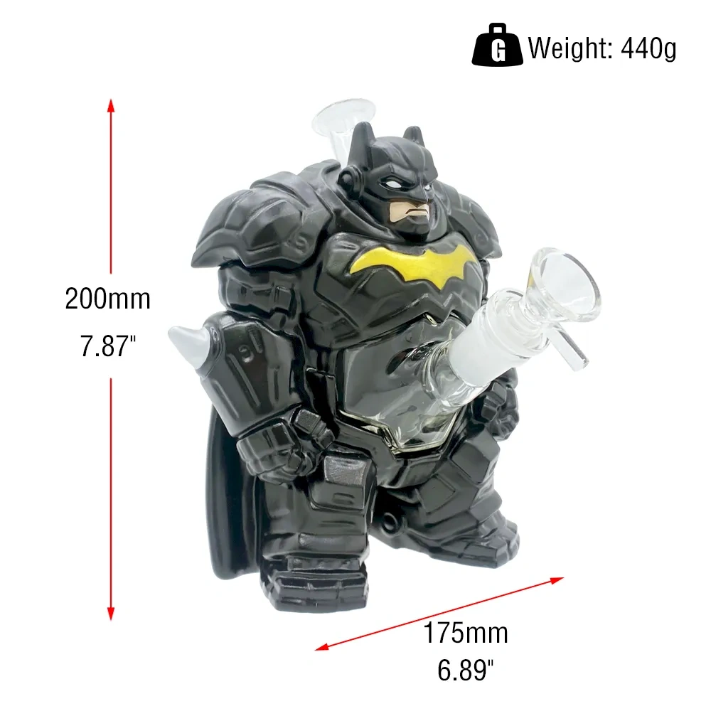 Custom Armored Batman Style Resin Base Glass Water Pipe