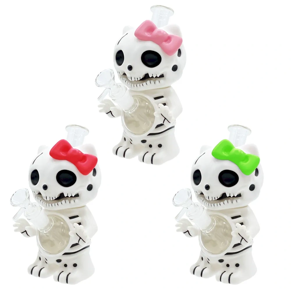 Custom Skeleton Hello Kitty Style Resin Glass Water Pipe
