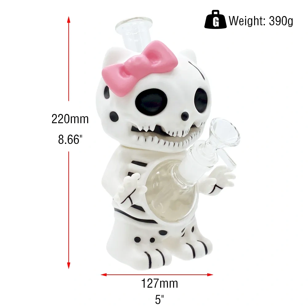 Custom Skeleton Hello Kitty Style Resin Glass Water Pipe