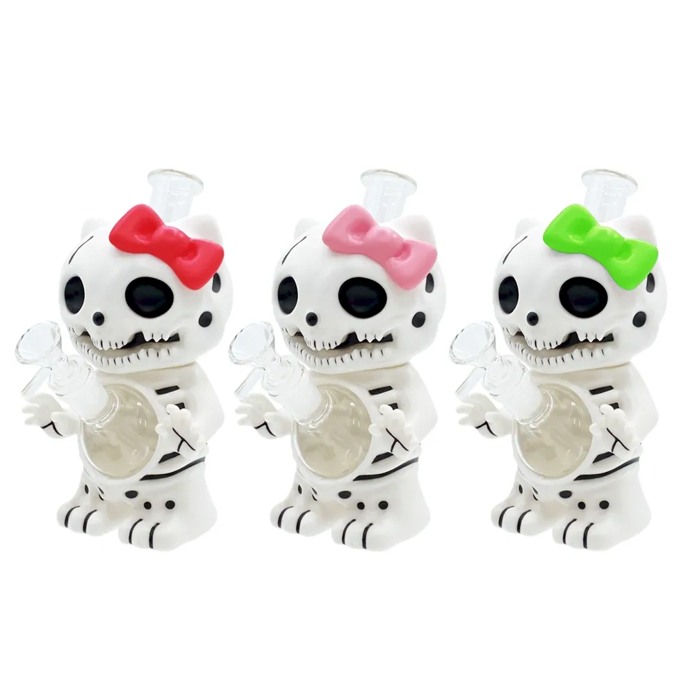 Custom Skeleton Hello Kitty Style Resin Glass Water Pipe