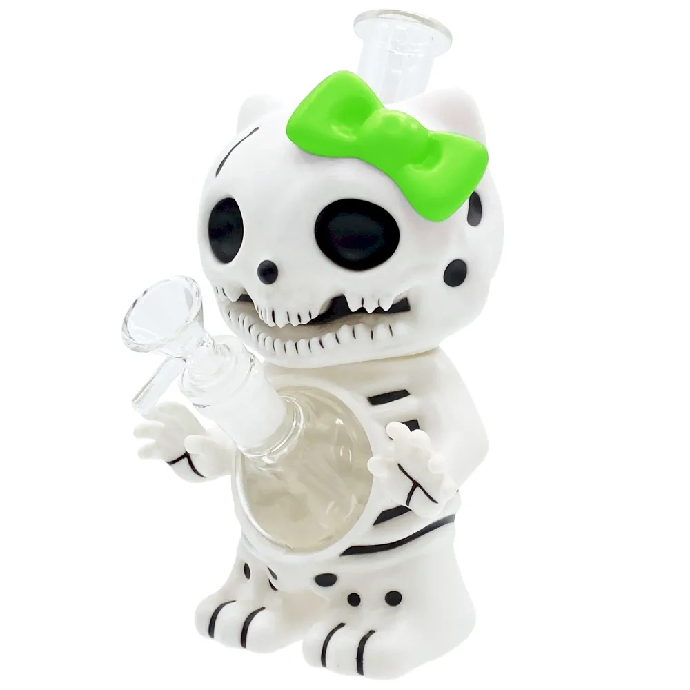 Custom Skeleton Hello Kitty Style Resin Glass Water Pipe