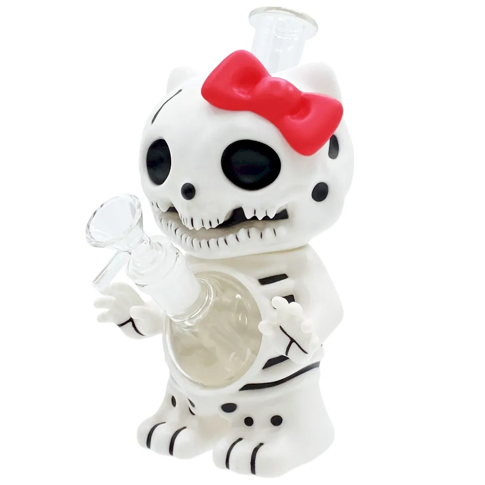Custom Skeleton Hello Kitty Style Resin Glass Water Pipe