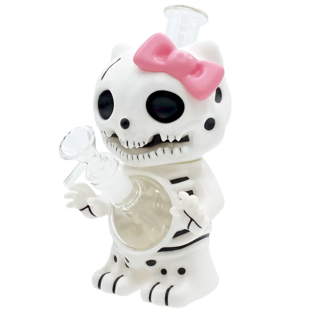 Custom Skeleton Hello Kitty Style Resin Glass Water Pipe