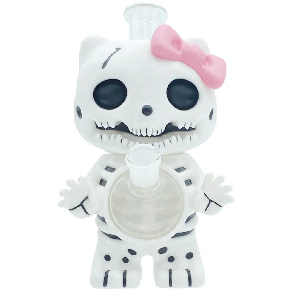 Custom Skeleton Hello Kitty Style Resin Glass Water Pipe