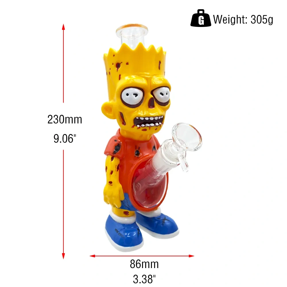 Custom Zombie Bart Simpson Style Resin Glass Water Pipe Set