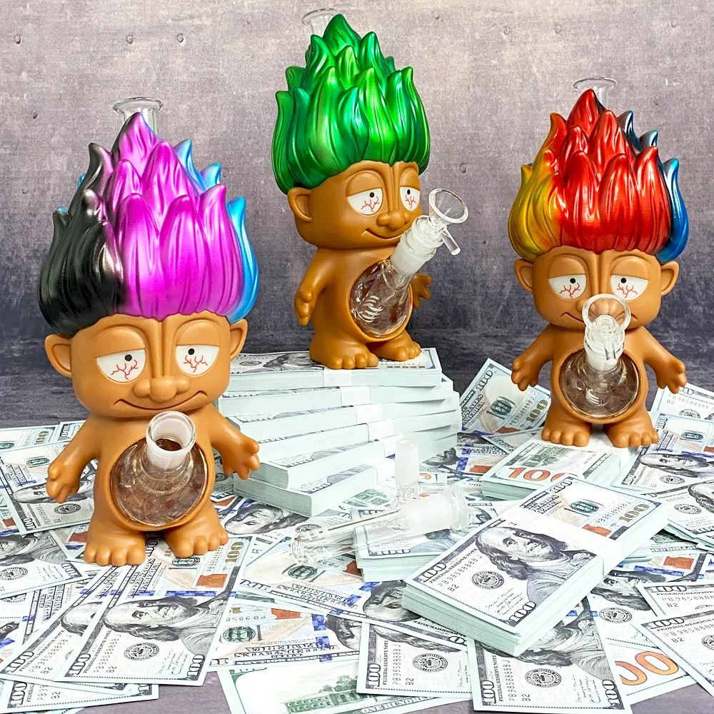 Custom Rainbow Troll Doll Style Resin Glass Water Pipe