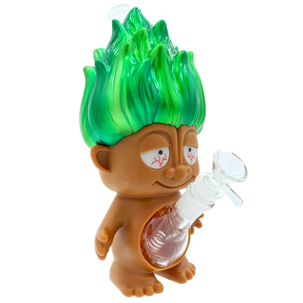 Custom Rainbow Troll Doll Style Resin Glass Water Pipe