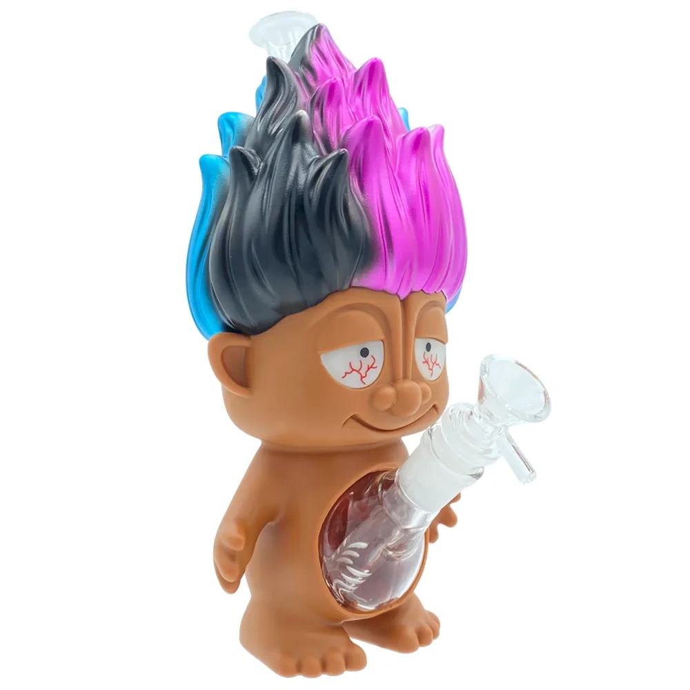 Custom Rainbow Troll Doll Style Resin Glass Water Pipe