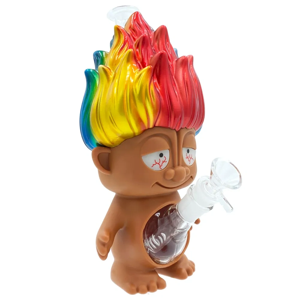 Custom Rainbow Troll Doll Style Resin Glass Water Pipe