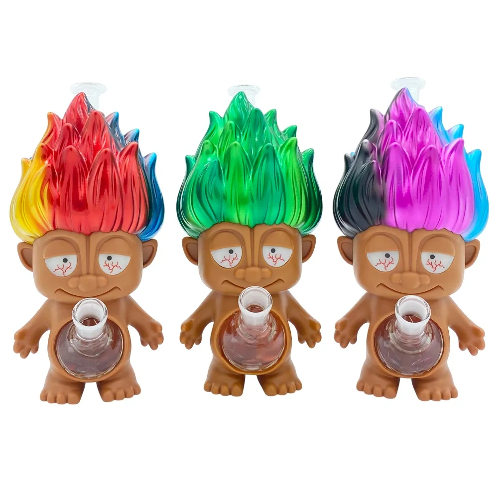 Custom Rainbow Troll Doll Style Resin Glass Water Pipe