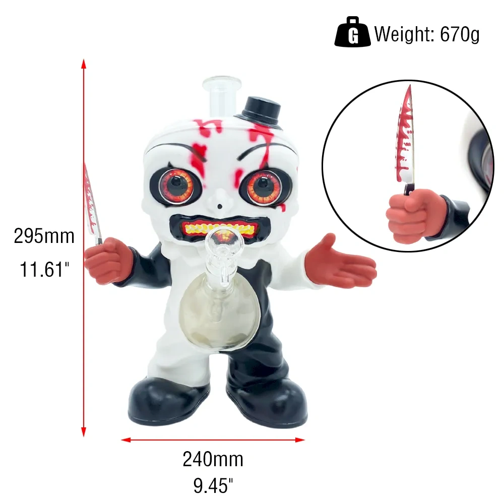 Custom Scary Bunny Skeleton Resin Glass Water Pipe