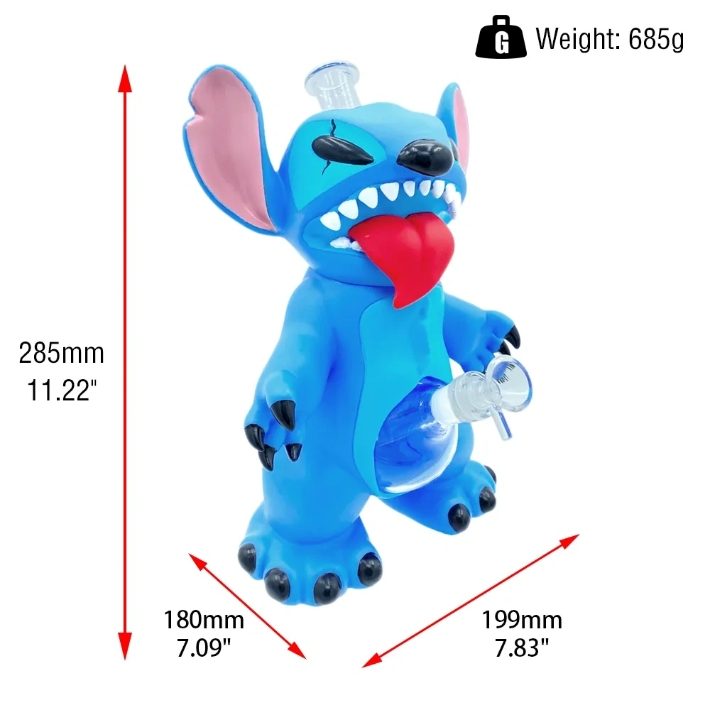 Custom Stitch Lilo & Stitch Style Resin Glass Water Pipe Set