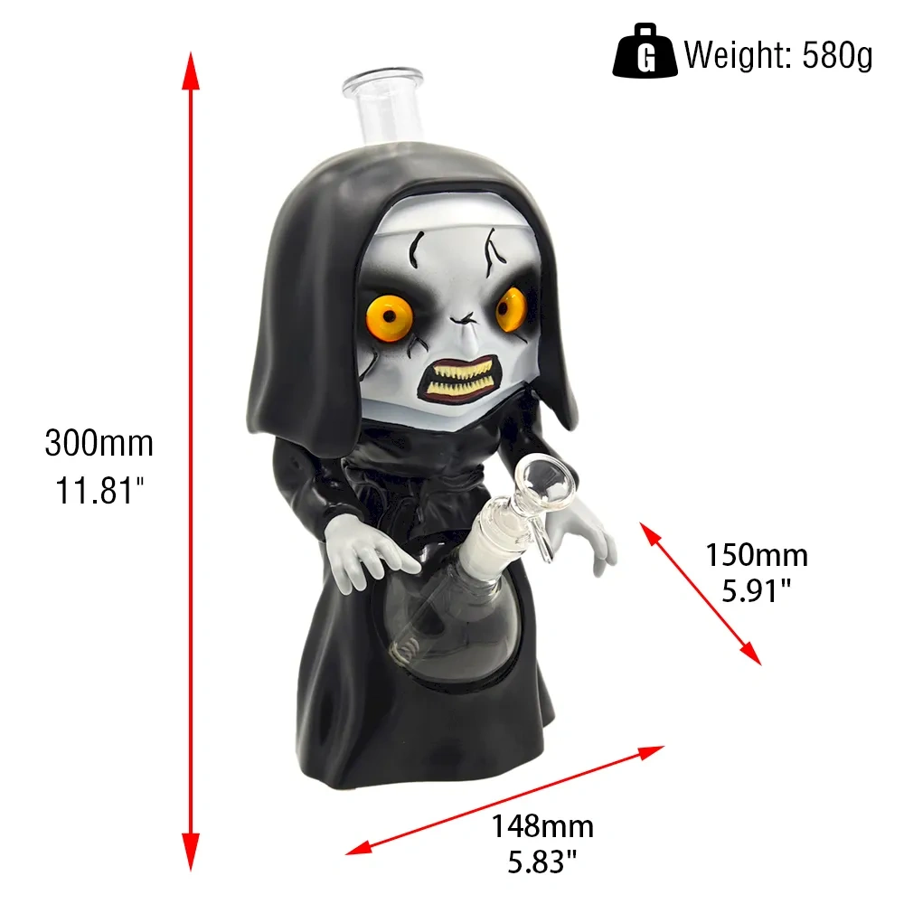 Custom Scary Nun Horror Movie Style Resin Glass Water Pipe