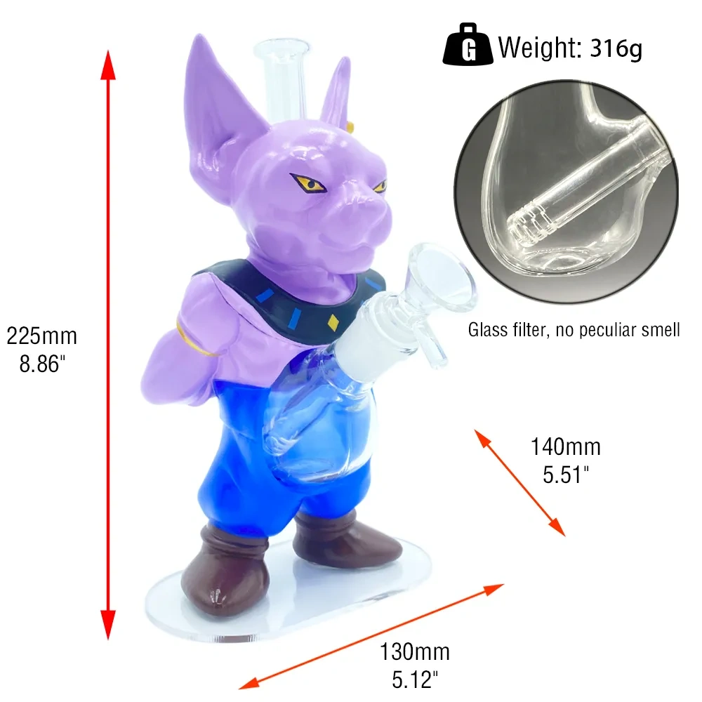 Custom Beerus Dragon Ball Super Style Resin Glass Water Pipe