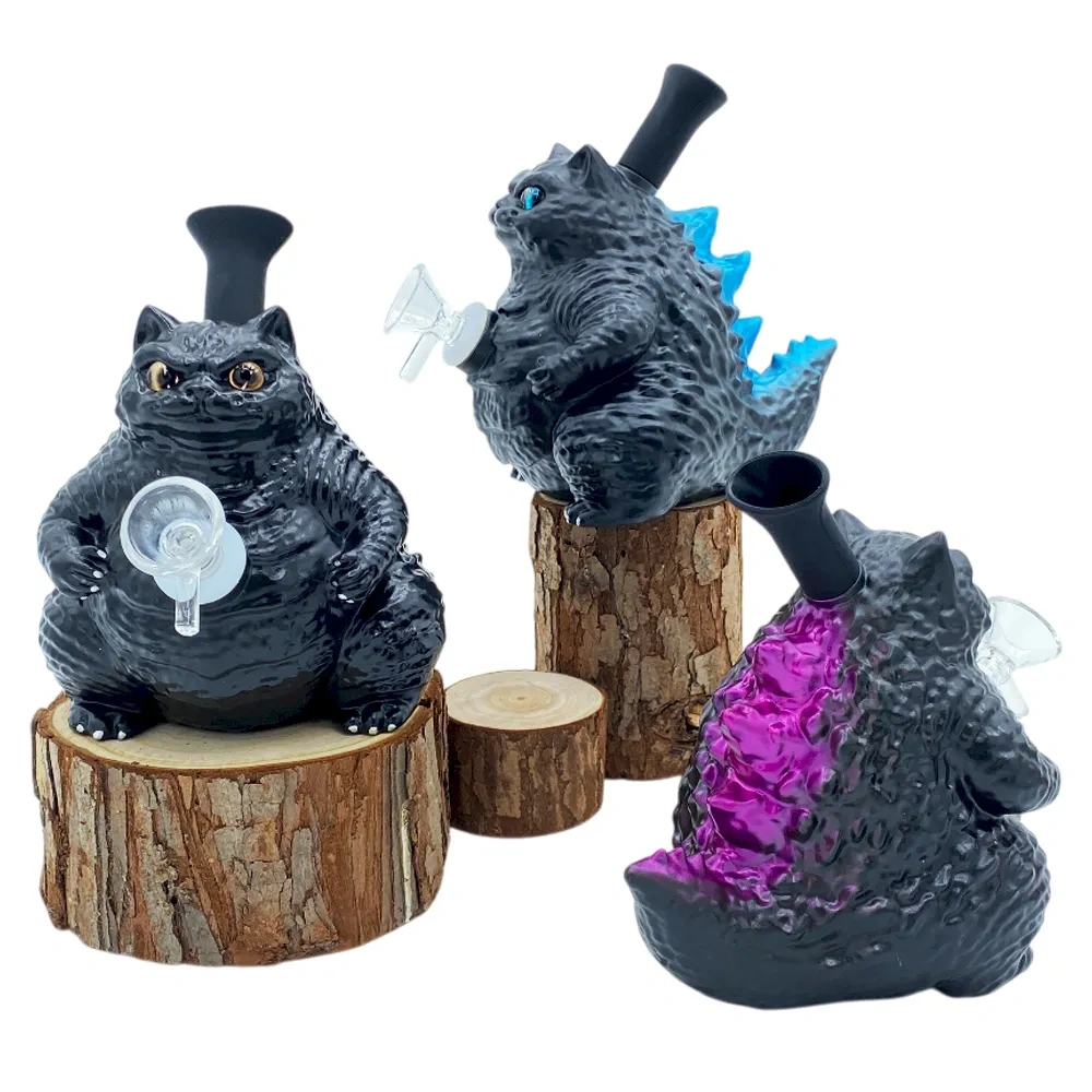 Custom Godzilla Cat Resin Glass Water Pipe