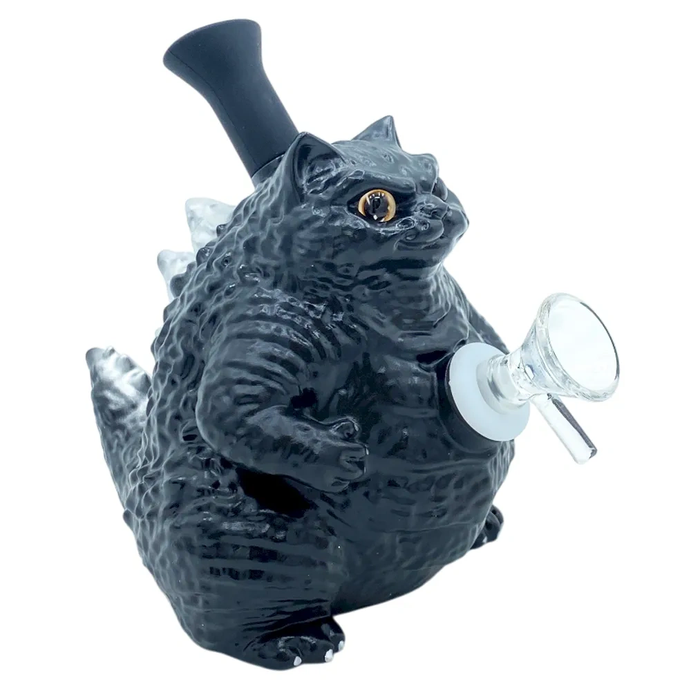Custom Godzilla Cat Resin Glass Water Pipe