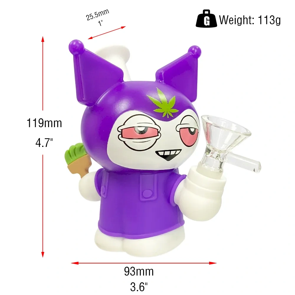 Custom Kuromi Themed Resin Glass Water Pipe