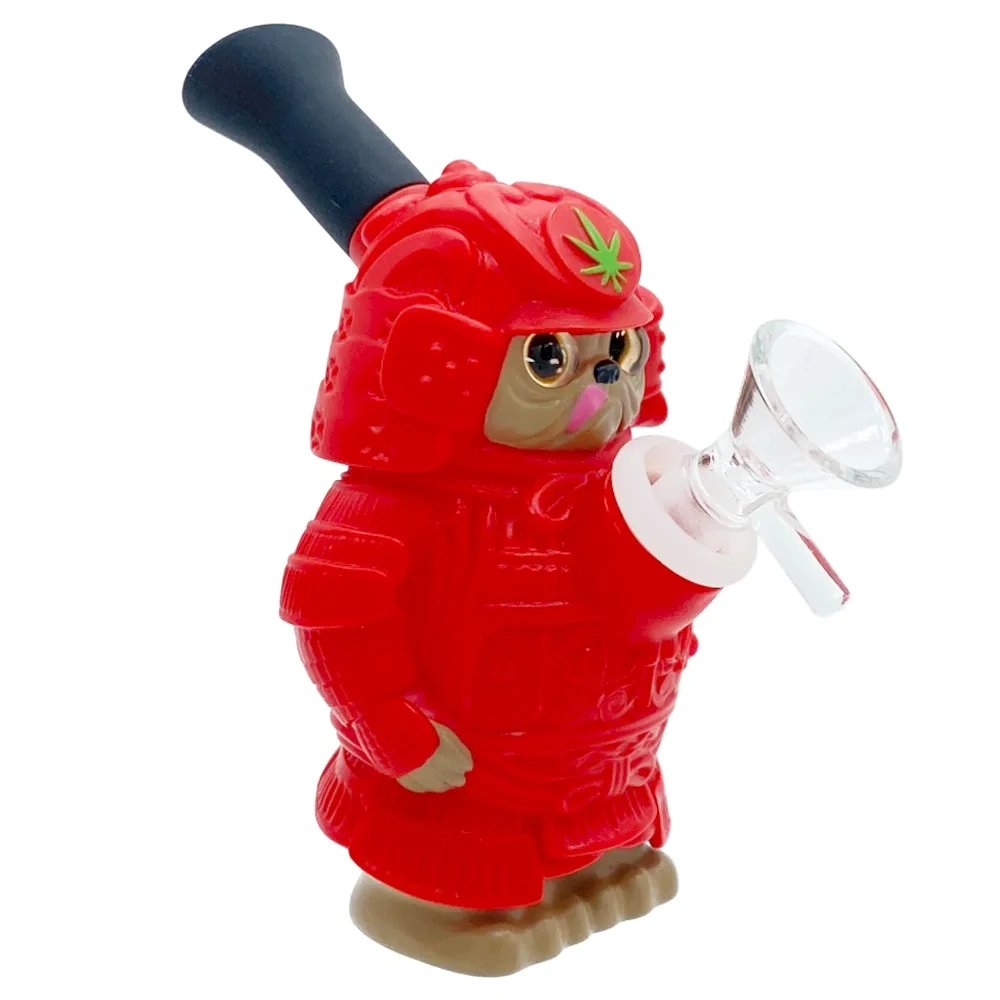 Custom Samurai Cat Themed Resin Glass Water Pipe