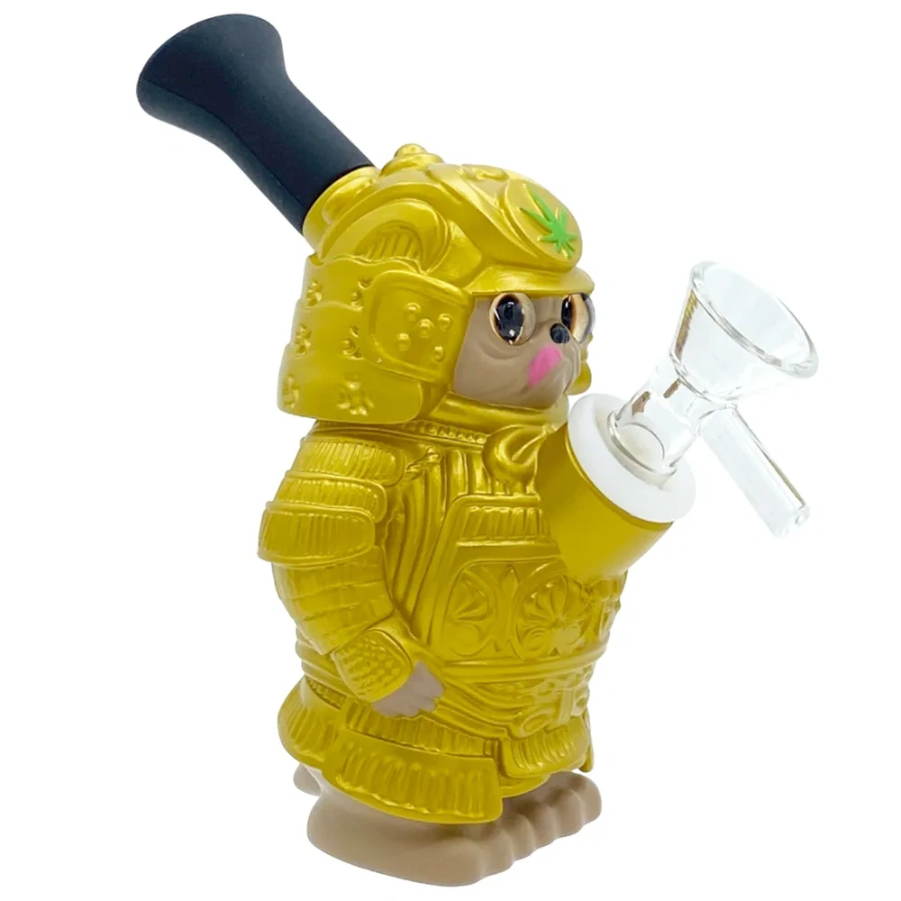 Custom Samurai Cat Themed Resin Glass Water Pipe