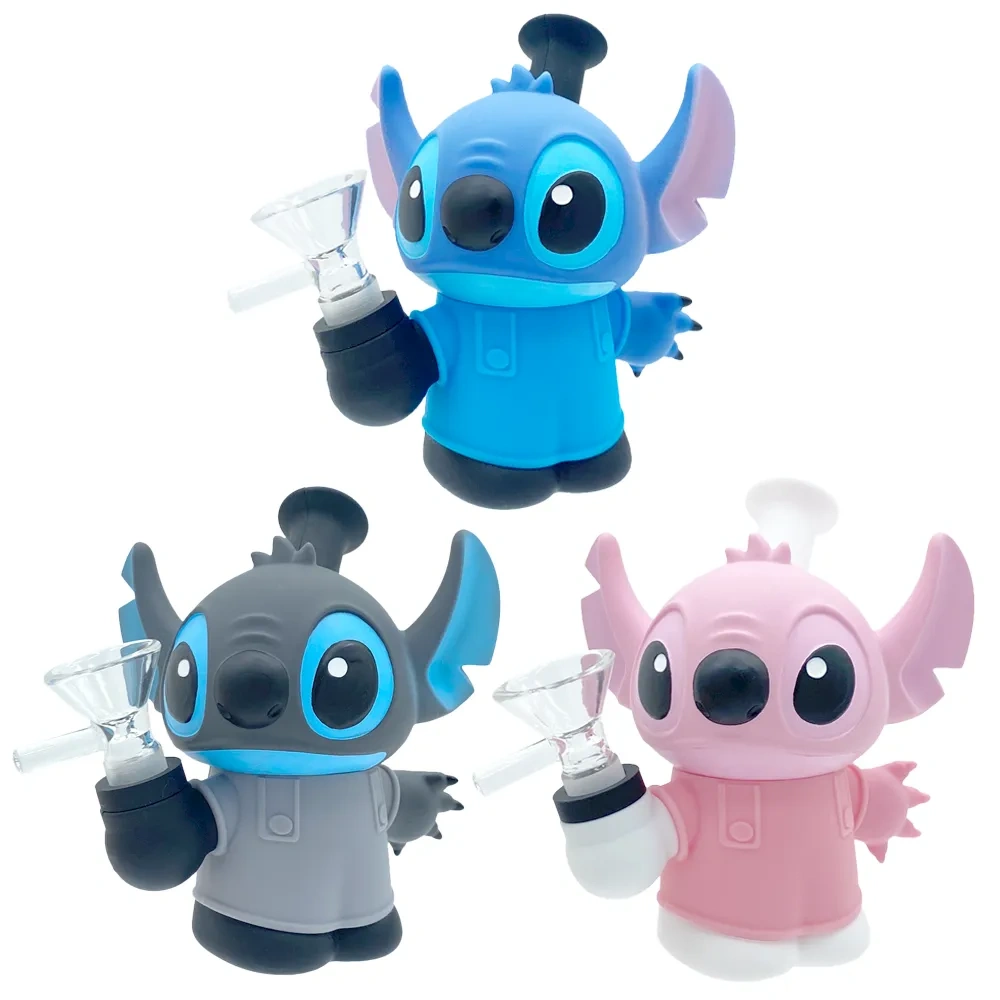 Custom Stitch Themed Resin Glass Water Pipe