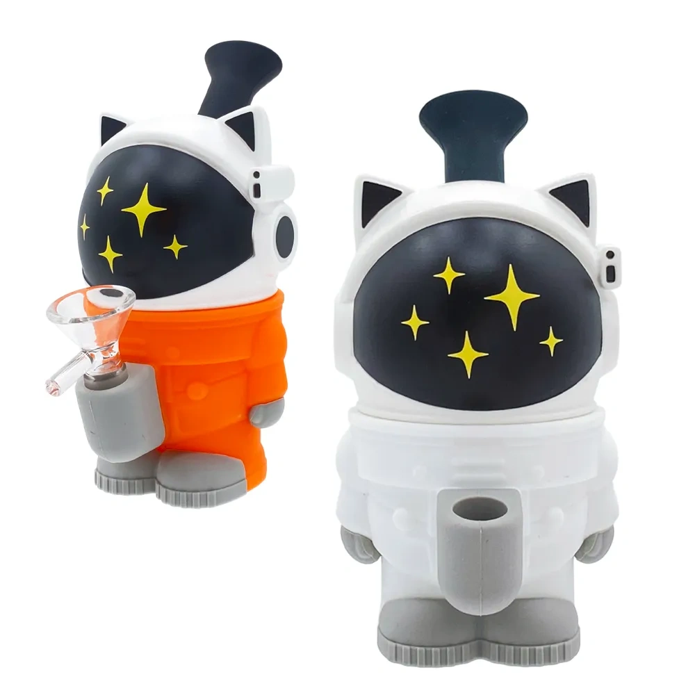 Custom Astronaut Cat Themed Resin Glass Water Pipe