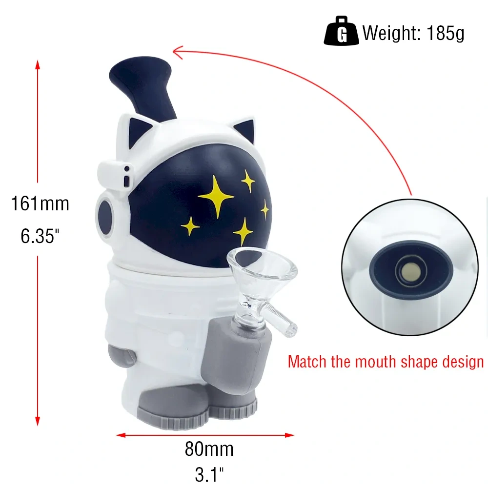 Custom Astronaut Cat Themed Resin Glass Water Pipe
