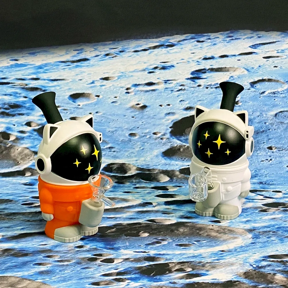Custom Astronaut Cat Themed Resin Glass Water Pipe