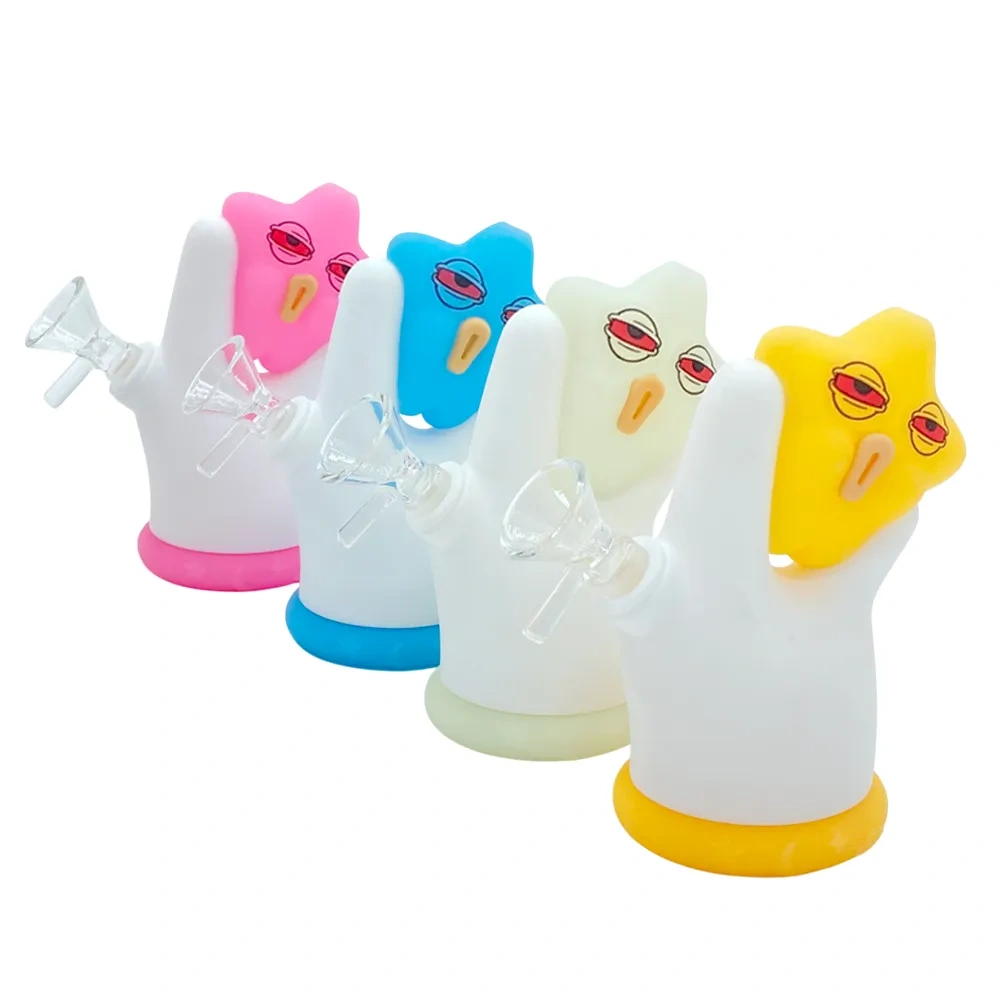 Custom Glow-in-the-Dark Star Face Silicone Water Pipe
