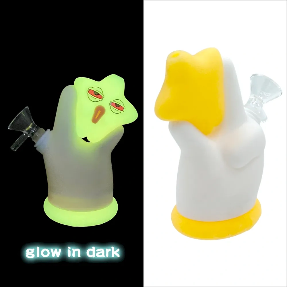 Custom Glow-in-the-Dark Star Face Silicone Water Pipe