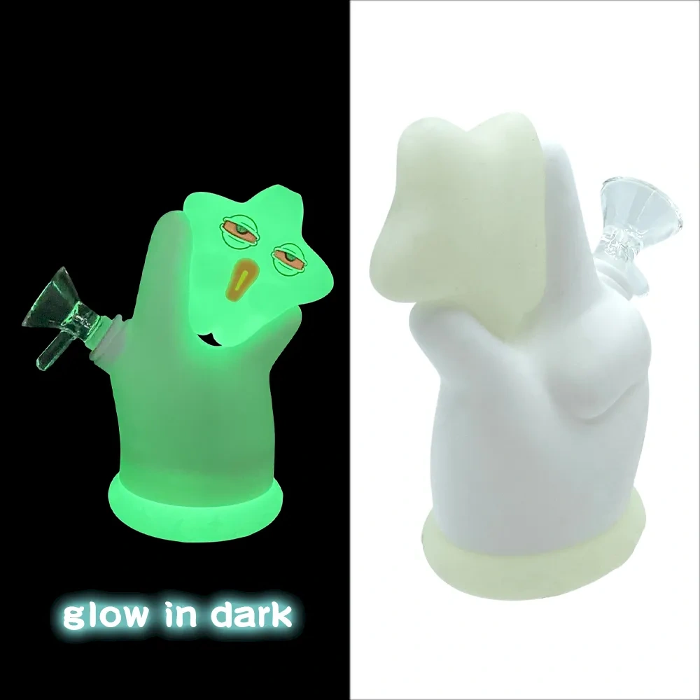 Custom Glow-in-the-Dark Star Face Silicone Water Pipe