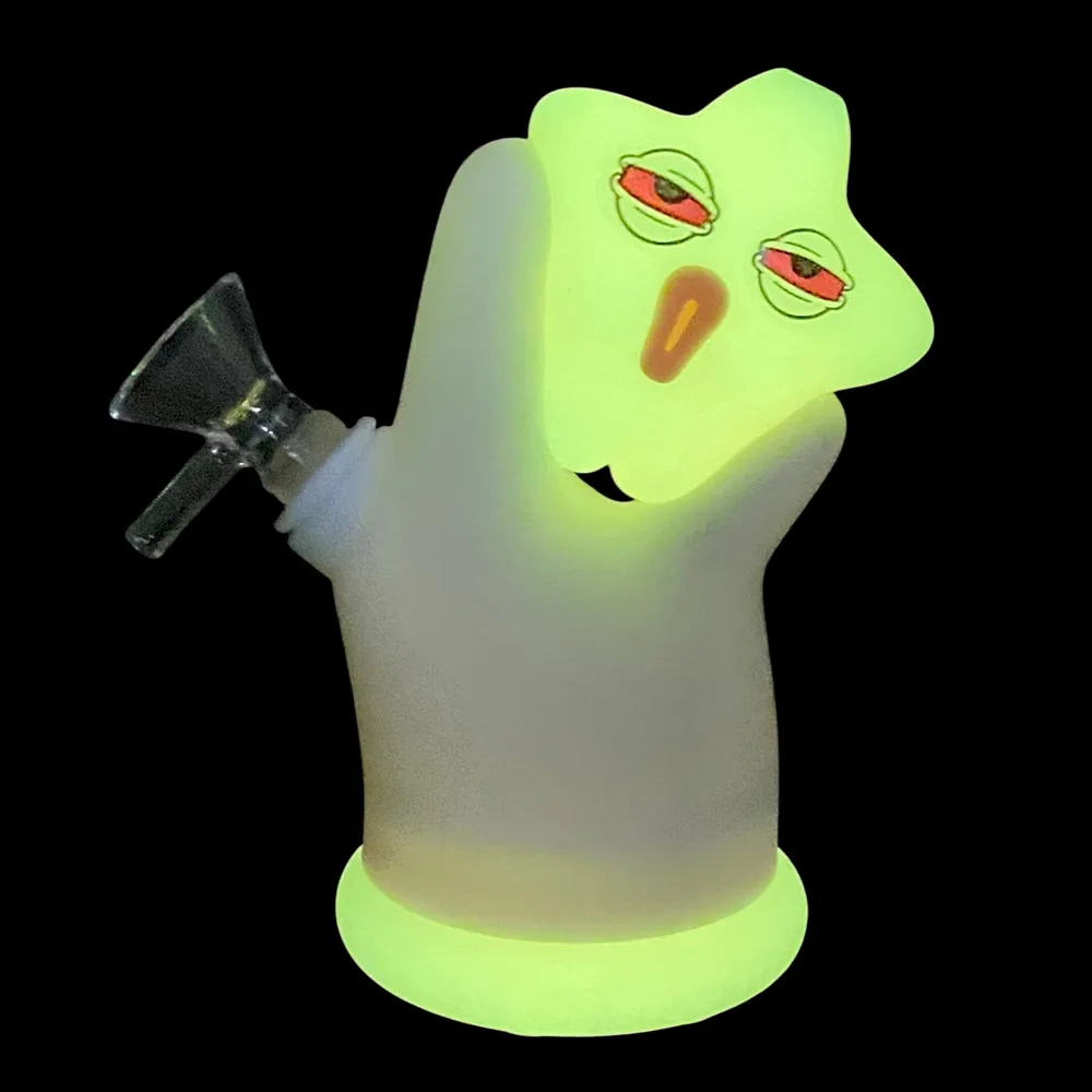 Custom Glow-in-the-Dark Star Face Silicone Water Pipe
