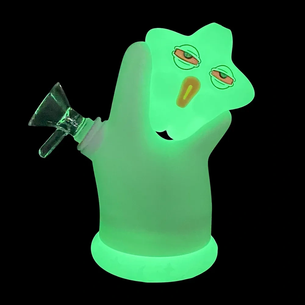 Custom Glow-in-the-Dark Star Face Silicone Water Pipe