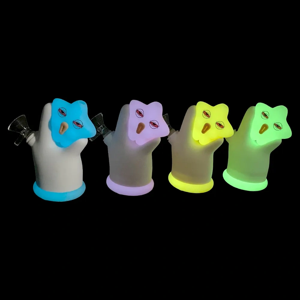 Custom Glow-in-the-Dark Star Face Silicone Water Pipe