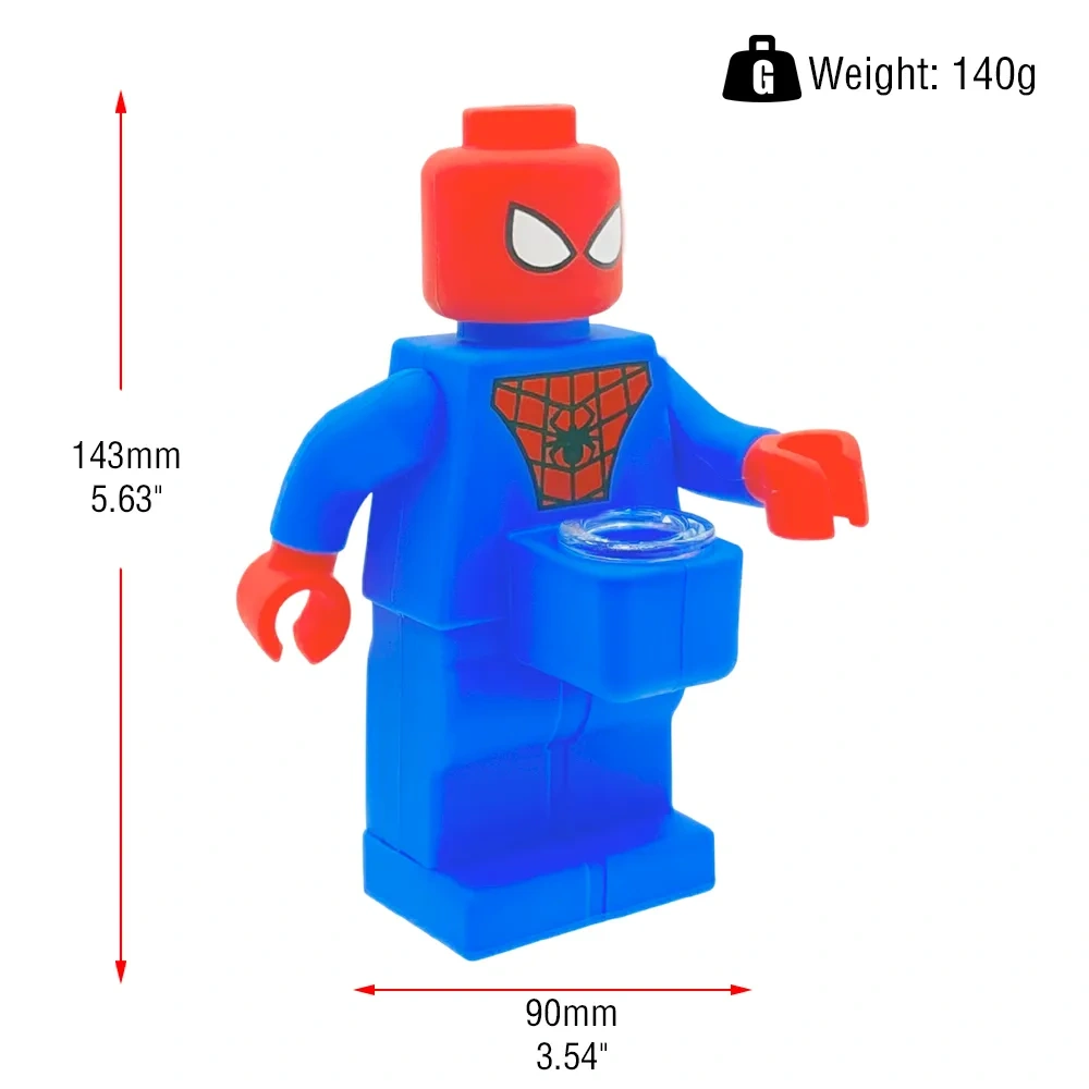 Custom Blue Spider-Man Lego Style Resin Glass Water Pipe