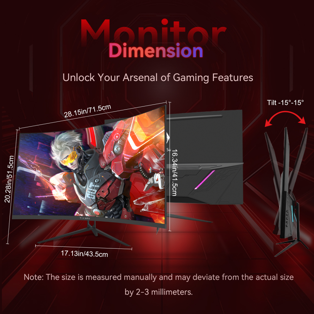 32 Inch 4K 160Hz Curved Gaming Monitor with AMD FreeSync Premium, 1500R, 95% DCI-P3, HDMI 2.1