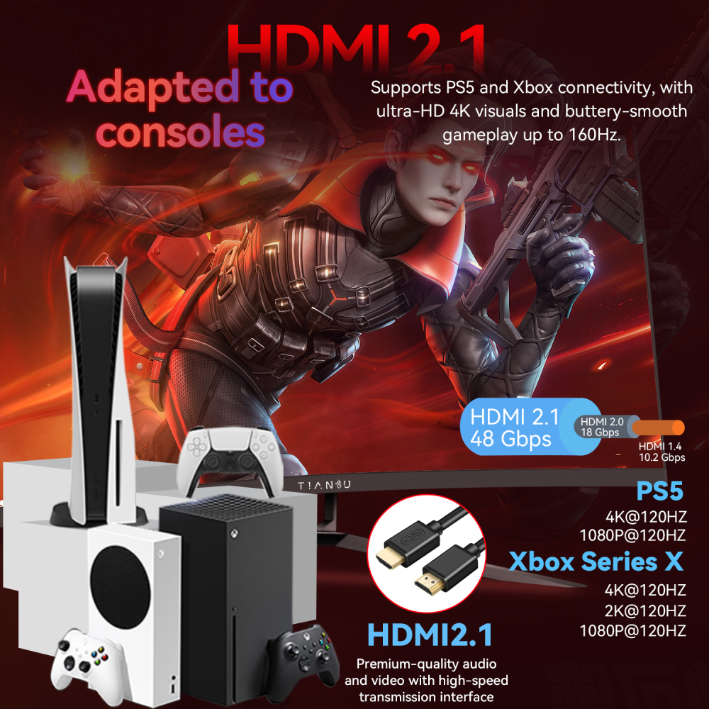 32 Inch 4K 160Hz Curved Gaming Monitor with AMD FreeSync Premium, 1500R, 95% DCI-P3, HDMI 2.1